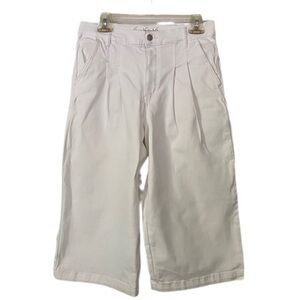 Gloria Vanderbilt Culottes White Denim Pleated Front High Rise Size 6